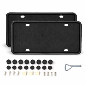 Soporte de Matrícula Universal de Silicona Premium – Juego de 2 Piezas | Color Negro